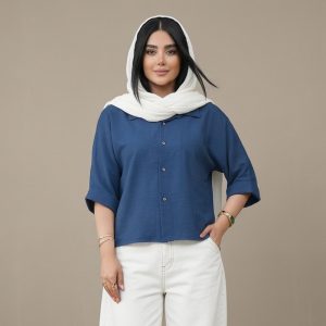 شومیز زنانه باکسی کوتاه مدل آیلا