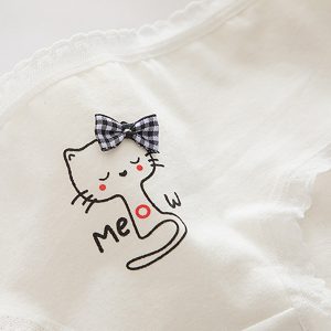 شورت زنانه مدل پنبه ضد حساسیت طرح Meow بسته 5 عددی
