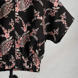 بامبر آستین کوتاه زنانه مدل سوزندوزی هندی کد AK1673