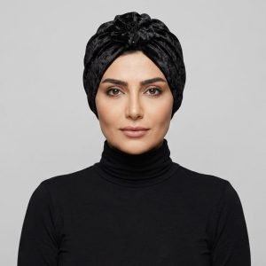 توربان مدل مخمل بالا گل‌دار