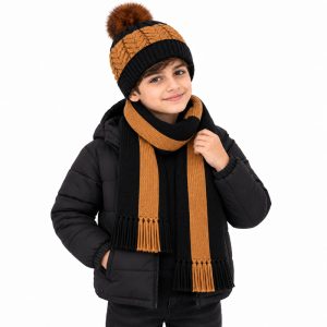 ست کلاه و شال گردن پسرانه بافت مدل آیدین کد 01