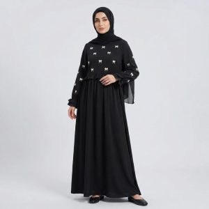 مانتو عبایی بلند زنانه مدل پاپیون کد ۱۲۱۲