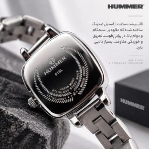ساعت مچی عقربه‌ای کوارتز زنانه هامر مدل موتور ژاپن قفل مخفی فول استیل ضدحساسیت کد 815L-C8