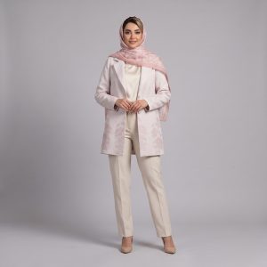 مانتو زنانه گل‌دار ژاکارد یقه انگلیسی زاگرس پوش مدل 11222-J