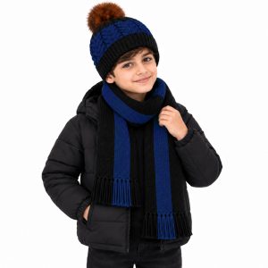 ست کلاه و شال گردن پسرانه بافت مدل آیدین کد 01