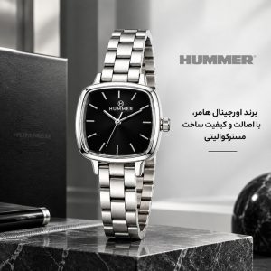 ساعت مچی عقربه‌ای کوارتز زنانه هامر مدل موتور ژاپن قفل مخفی فول استیل ضدحساسیت کد 815L-C8