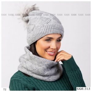 ست کلاه و شال گردن بافتنی مدل سام 313