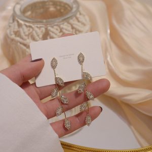گوشواره زنانه مدل آویزی برگ کد 00702