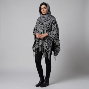 پانچو پشمی ضخیم زنانه سوپردرای مدل کوتاه