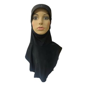 توربان مدل متصل با یقه حجاب طلق‌دار نگینی