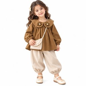 ست بلوز و شلوار دخترانه کتان گل‌دار مدل 629