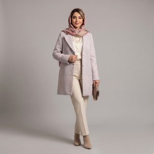 مانتو زنانه گل‌دار ژاکارد یقه انگلیسی زاگرس پوش مدل 11222-J